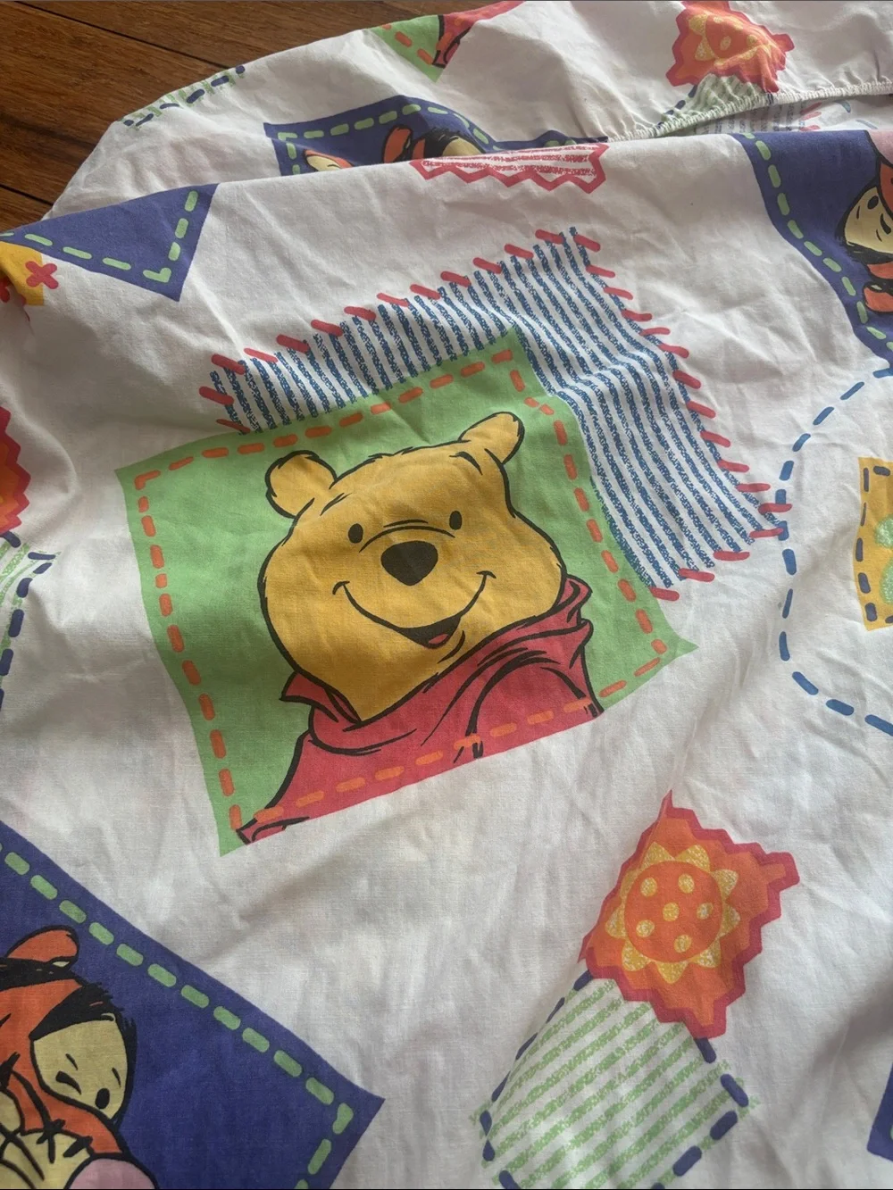 Vintage Disney Winnie the Pooh and Tigger Cotton Twin Fitted Bed Sheet
